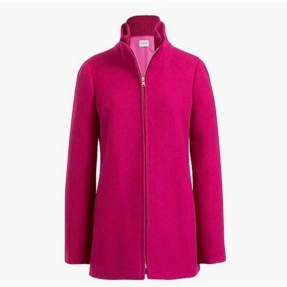 NWOT J. Crew wool blend pea coat in neon plum - Picture 3 of 9